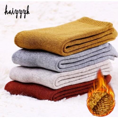 5 Pair/Lot Mens Cotton And Wool Socks Thick Warm Compression Socks White Solid 10 Colors Dress Socks Men calcetines hombre