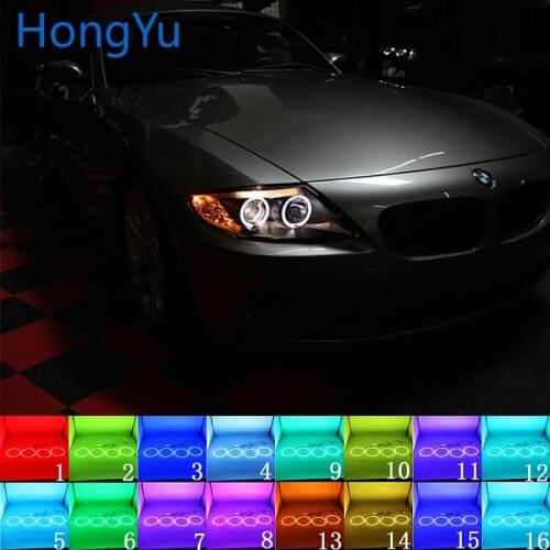 Latest Headlight Multi-color RGB LED Angel Eyes Halo Ring Eye DRL RF Remote Control for BMW 2002-2008 Z4 E85 E86 Accessories