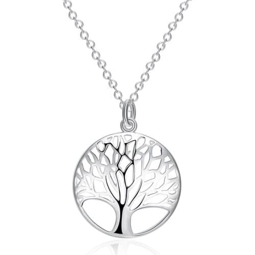 New 925 silver necklace tree of life womens hollow carved plant necklace wedding gift fashion jewelry