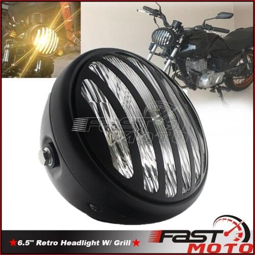 Old School Front HeadLamp Grill Cover Clear Lens 6.5inch Headlight Motorcycle Universal High Low Beam Head Lamp LED for Harley
