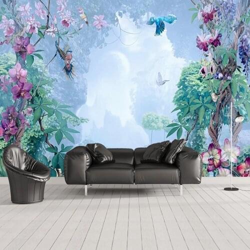 Custom 3D Mural Wallpaper Tropical Plant Flowers And Birds Landscape Painting Living Room TV Sofa Bedroom Decor Papel De Parede