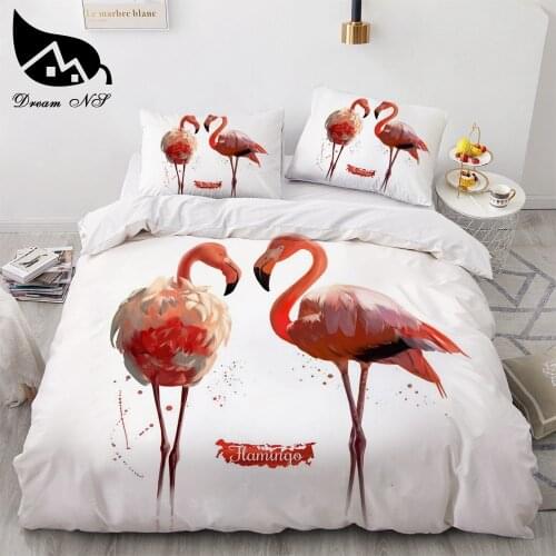 Dream NS Flamingo Bedding Bed Linen For Girl Duvet Cover Cotton Polyster Bed Cover Set Bed Cloth Queen Cozy Animal Single Double