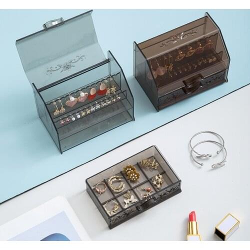 Transparent Acrylic Jewelry Display Holder Storage Box Necklaces Earrings Display Rack Dustproof Ring Bracelet Organizer Case