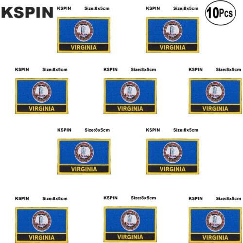 Virginia Rectangle Flag Embroidery Patches Iron on Saw on Transfer patches Sewing Applications
