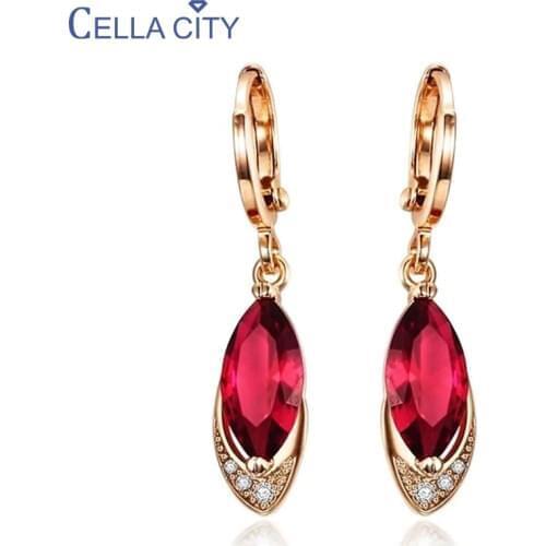 Cellacity Classic 925 Silver Drop Earrings For Women Red Ruby Gemstone Dangle Earrings Silver Jewelry Wedding Engagement Gift