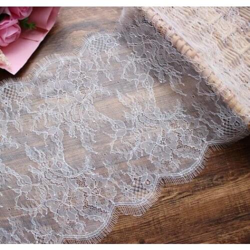Wide 25CM Thin Eyelash Lace Fabric Clothing Wedding veil Decorative Home Curtain Accessories