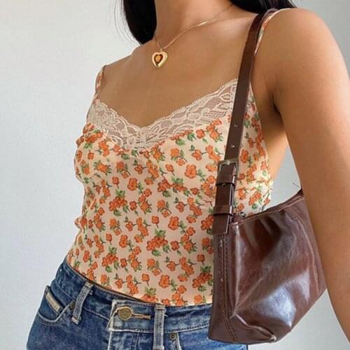 Showmirror Floral Print Lace Patchwork Women Mesh Strap Crop Top Camis Bodycon Sexy See Through Sheer Women