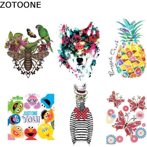 ZOTOONE Cartoon Animal Iron on Applique Stripe Stickers on Clothes DIY Heat Transfer Washable Application Thermo Patches J
