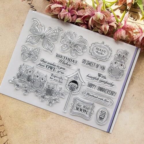 Vintage Clear Stamp for Scrapbooking Transparent Stamps Silicone Rubber DIY Photo Album Decor Arts Crafts Birthday Butterfly