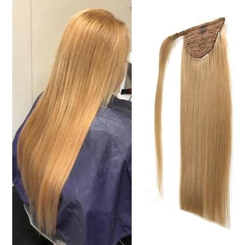 Toysww Clip In Ponytail Human Hair Extensions For Women Brazilian Straight Virgin Wrap Around Ponytail Hair Extensions Color 18