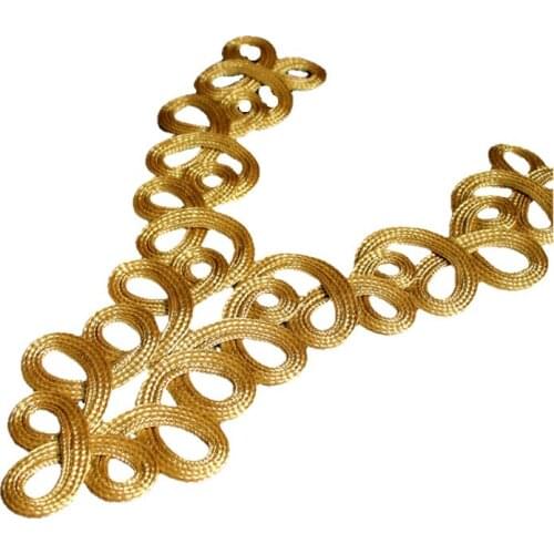 1 piece Handmade lace hand-woven ribbon golden Collar , military uniforms, dresses, dance clothes, decorative lace,CH8021