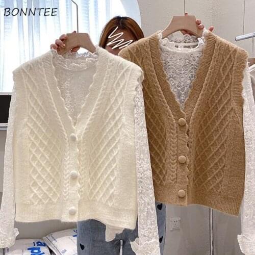 Sweater Vests Womens V-neck Simple Unisex Tender Trendy All-match Buttons Argyle Large Size S-3XL Elegant Casual Newest Ulzzang