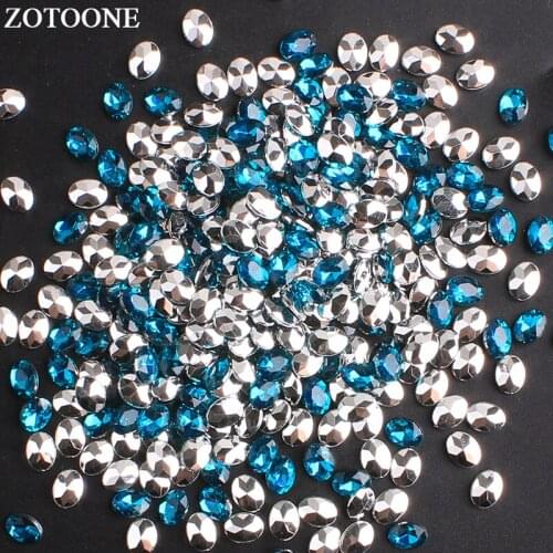 ZOTOONE 100 Pcs 6*8MM Oval Shape Pointback Glue On Crystals Acryl Rhinestones For Nails Strass Applique DIY Craft Decoration E