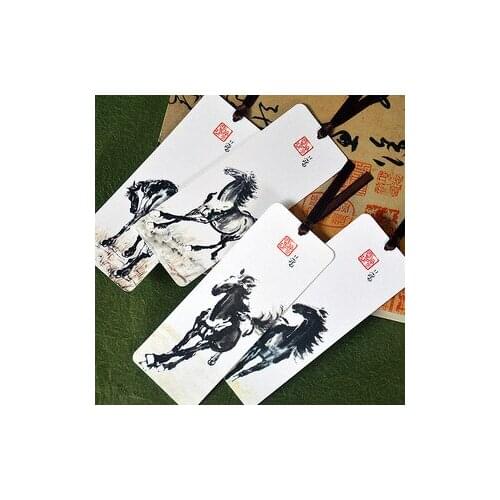 1pcs Bookmark Wholesale and Wholesale Xu Beihong Painting Horse Bookmark Wholesale 4 sheets / sets Classical ideas