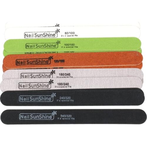 10Pcs Straight Wooden Nail File 180/240 80/100 100/150 120/180 240/320 Wood Sandpaper Buffer Manicure Strong Thick Stick Files