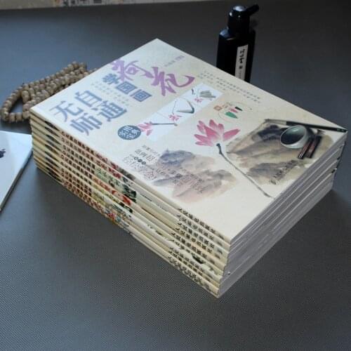10pcs Self-study Chinese painting textbook for beginners Chinese color brushing painting art book about birds Plum Lotus orchid