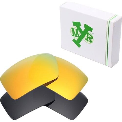 2 Pairs Mryok POLARIZED Replacement Lenses for Oakley Eyepatch 2 Sunglasses Stealth Black & Fire Red