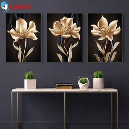 3 pcs diamond mosaic painting abstract flower diamond painting 5d diy diamond embroidery full square round drill Flower Group