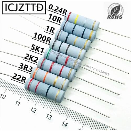 5w 5% 5W Carbon Film Resistor 5% 0.24 ohm 0.24R 0R24 0.24r 1K 1.0K 1kohm 10R 10ohm 1r 1R 1ohm 100R 2.2K 2K2 3.3R 3.3R 5.1K 22R