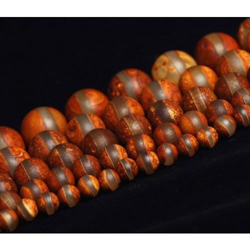 6-14mm Round Brown Tibetan Buddhism Beads DZI Agates Beads For Jewelry Making Beads 15'' Needlework Buddha DIY Beads Trinket