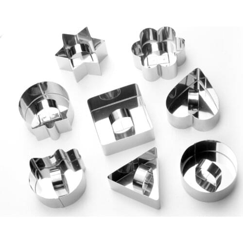 6PCS Stainless Steel Multi-function Cake Cookie Biscuit Moulds Vegetable Fruit Cutters Sushi Mold Bento Decor Baking Mold LA408