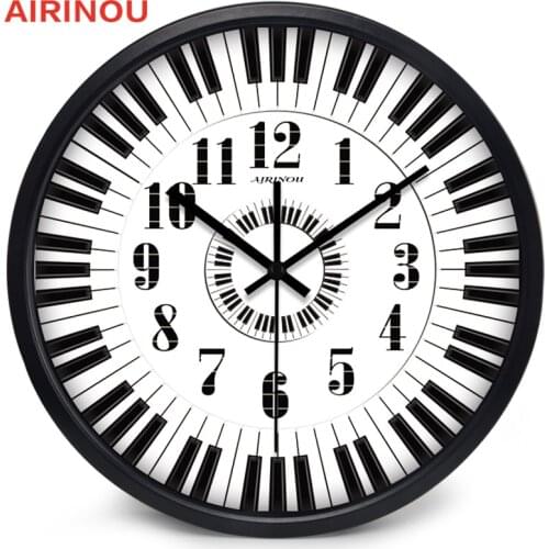 Airinou Piano Keyboard Music Theme Concert hall, Living Room Anti Fog Glass Wall Clock