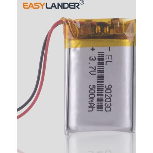 3.7V 500mAh 902030 polymer lithium ion / Li-ion battery For Mp3 Player Bluetooth Speaker Camera video recorder mirror dvr