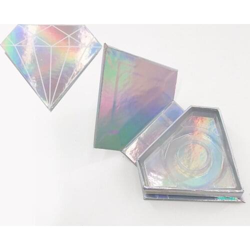 Diamond Lash Boxes Holographic Color Empty Eyelashes Case with Clear Tray