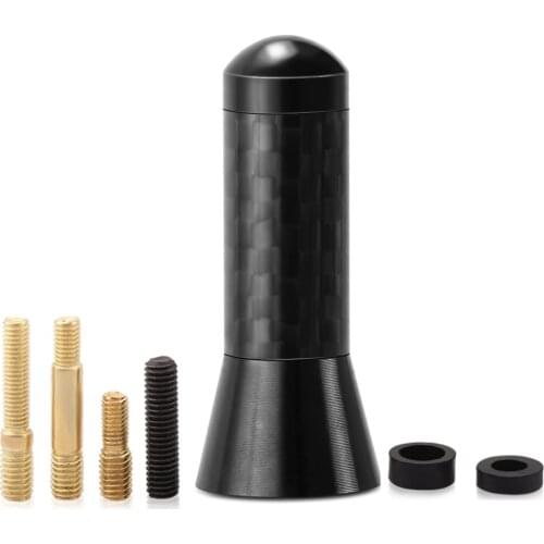 Car Styling Roof Antenna Enhanced Signal 3.5cm Carbon Fiber Screw Metal Short Stubby Mast Antenna Radio Auto Accessories