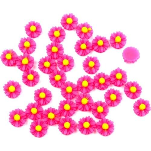 50Pcs Fuchsia Flower Resin Decoration Crafts Beads Flatback Cabochon Scrapbook DIY Embellishments Accessories