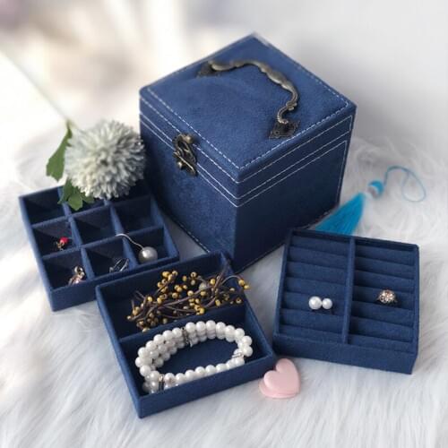 Ring Earrings Colar Jewelry Organizer Storage Case Velvet Jewellery Packaging Boxes Joyeros Organizador Joyas Cosmetic Casket