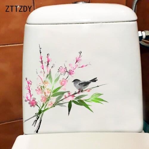 ZTTZDY 21.9×22.7CM Color Ink Painting Classical Bathroom Decor WC Toilet Decals Home Wall Stickers Mural T2-1091