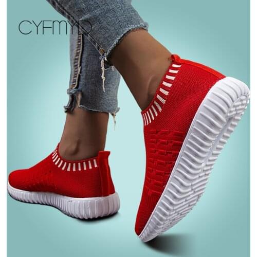 CYFMYD Sneakers for Women Tennis Soft Breathable Knited Female casual shoes Walking Large size 41/42/43 Basket femme