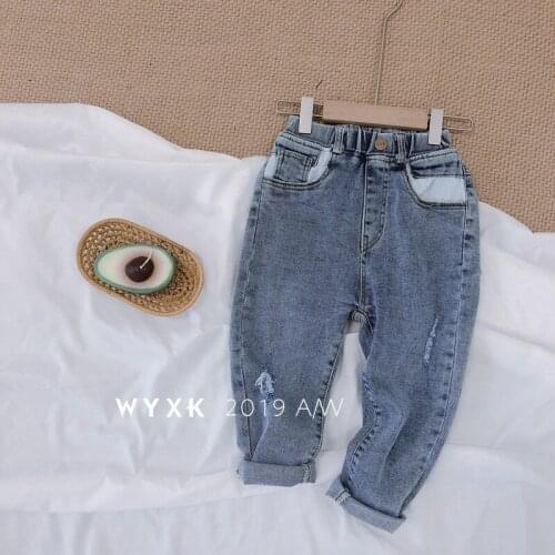 Brand Fashion Childrens Denim Pants Boys and Girls Jeans 2019 Autumn New 2 3 4 5 6 Years Baby Casual Denim Trousers Girls Jeans