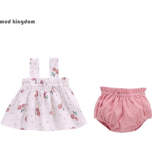 Mudkingdom Cute Baby Girl Bloomer Outfit Summer Fruity Tank Top Set Cute Sleeveless Baby Summer 2Pcs Outfits with Baby