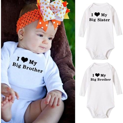 I Love My Big Sister Big Brother Funny Baby Bodysuit Cotton Long Sleeve Body Baby Girl Onesie Infant Baby Boy Jumpsuit Clothes