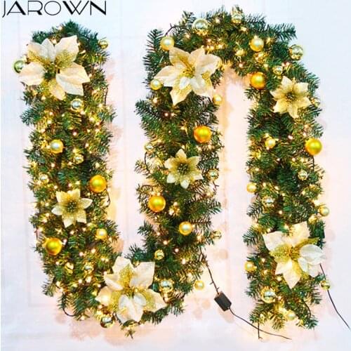 JAROWN 2.7m Artificial Flower Vine Christmas Decor Rattan Home Door Hanging Props Mall Storefront Event Decor Christmas Gifts