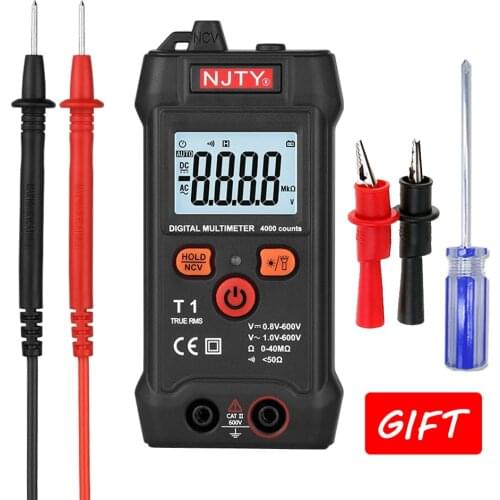 Pocket Smart Mini Multimeter Digital Automotive Tester True RMS NCV 600V AC DC Voltage Tester Portable Electric Multimeter T1