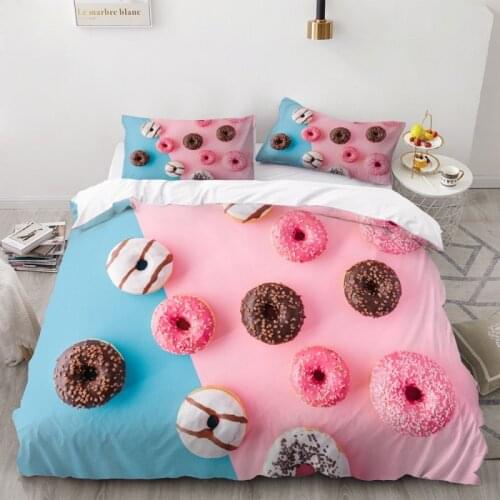 3D Digital Printing Donuts Duvet Cover Set Chocolate Bedding Kids Food Quilt Cover Twin Full Queen King Size Bed Linen Set