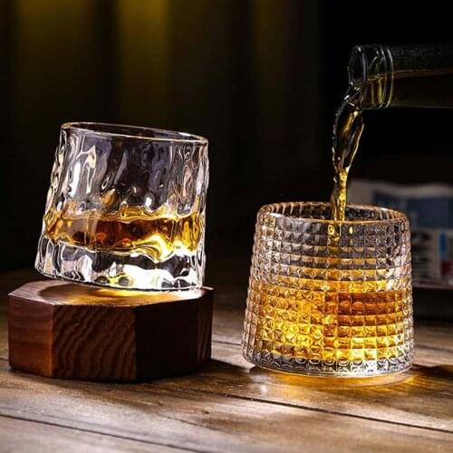 Spinning Whisky Glass Whiskey Tumblers, Old Fashioned Bourbon Whisky Glasses