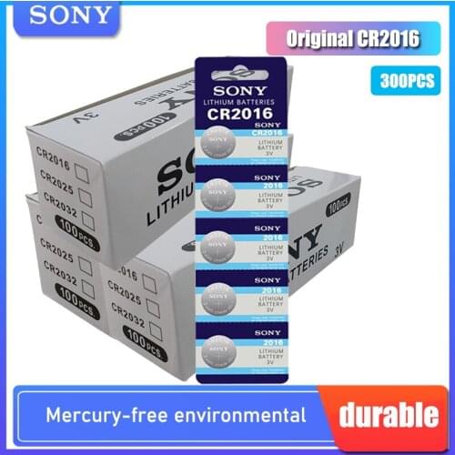 300pcs SONY 3V Lithium Coin Cells Button Battery DL2016 KCR2016 CR2016 LM2016 BR2016 High Energy Density