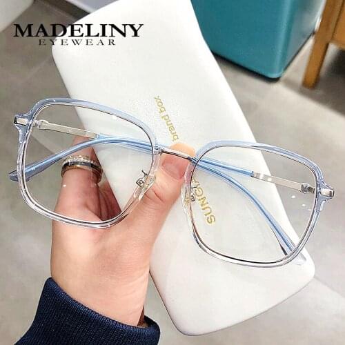 MADFELINY Oversized Rectangle Glasses For Women Girls Square Computer Eyeglasses PC Frame Eyewear Vision Care MA434