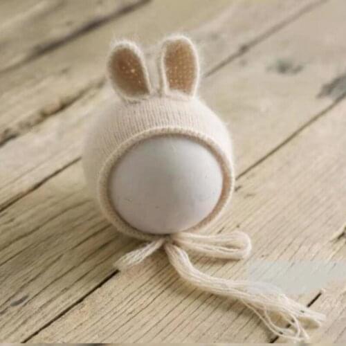 Cute Rabbit Ears Baby Hat Newborn Photography Props Infants Soft Mink Hair Beanies Cap Photo Shooting Accessories