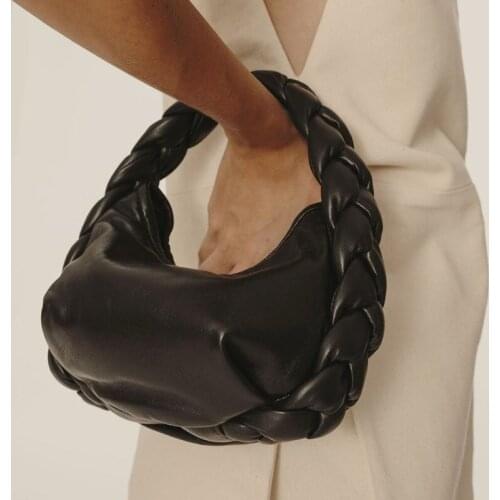 2021 New Bag Fashion Ladies Handbags Luxury Pu Leather Woven Handle Totes Brand Design Large Capacity Shoulder Bags Solid Purse