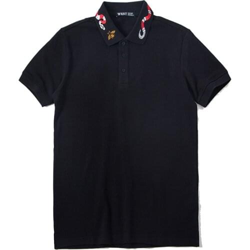 High New Novelty 2021 Embroidery snake bee Collar Fashion Casual Polo Shirts Shirt Skateboard Cotton Polos Top Tee B95