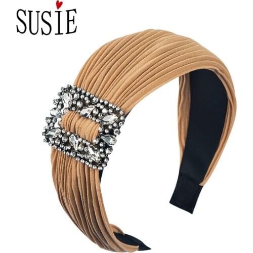 LOVE SUSIE High Quality Hairbands Flash Rhinestones Fabric Wide Brim Haiwear Elegant Casual Hairbands Fashion Hair Accessories