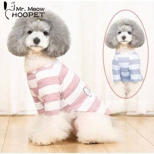 Hoopet Dog Clothes Fashion Pet Clothes Spring Summer Short Shirt For Cat Striped Cartoon Dog Fancy Dress Cat Costume