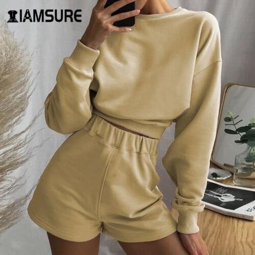 IAMSURE 2020 Autumn Solid Casual Basic Long Sleeve Sweatshirt For Women Korean Style O-Neck Leisure Outfit Female Pullover