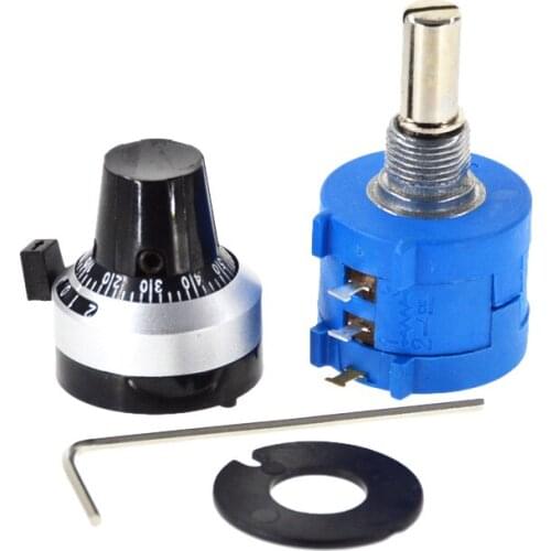 3590S-2-102L 3590S 1K ohm Precision Multiturn Potentiometer 10 Ring Adjustable Resistor + Turns Counting Dial Rotary Knob