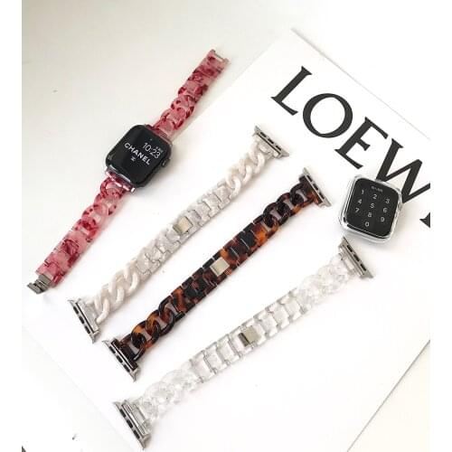 Resin Strap Wristband for Apple Watch 38mm 40mm Elegant Ladies Style Watchband for Iwatch 42mm 44mm SE 6 5 4 3 2 1 Bracelet